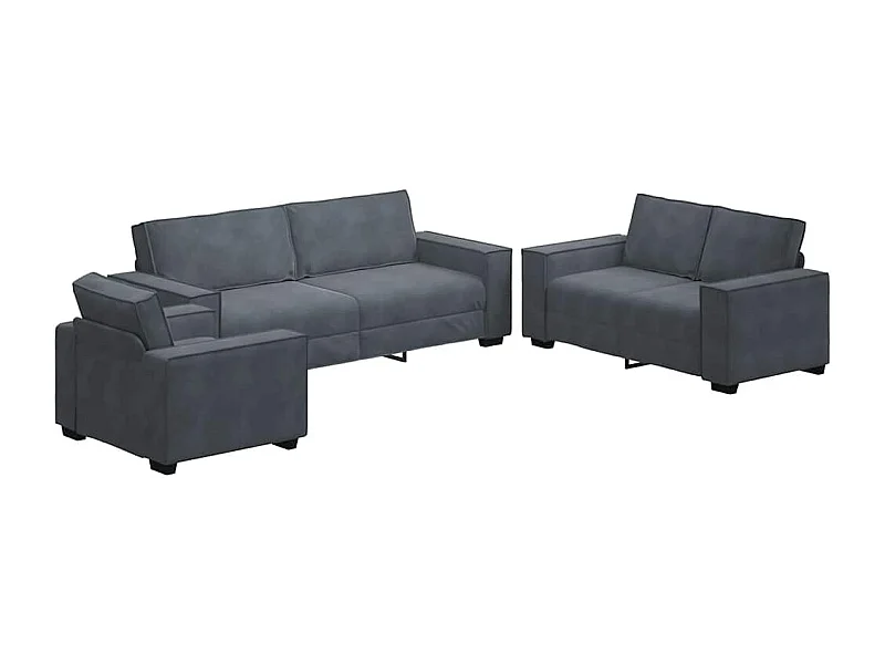 Ensemble de canapés 3 pcs avec coussins Gris foncé Velours