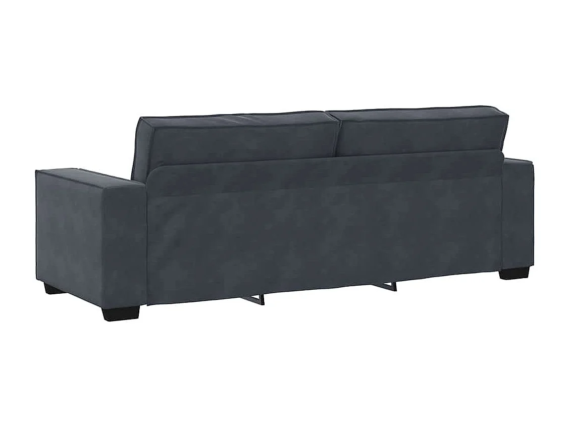 Set di divani 3 pezzi con cuscini in velluto grigio scuro