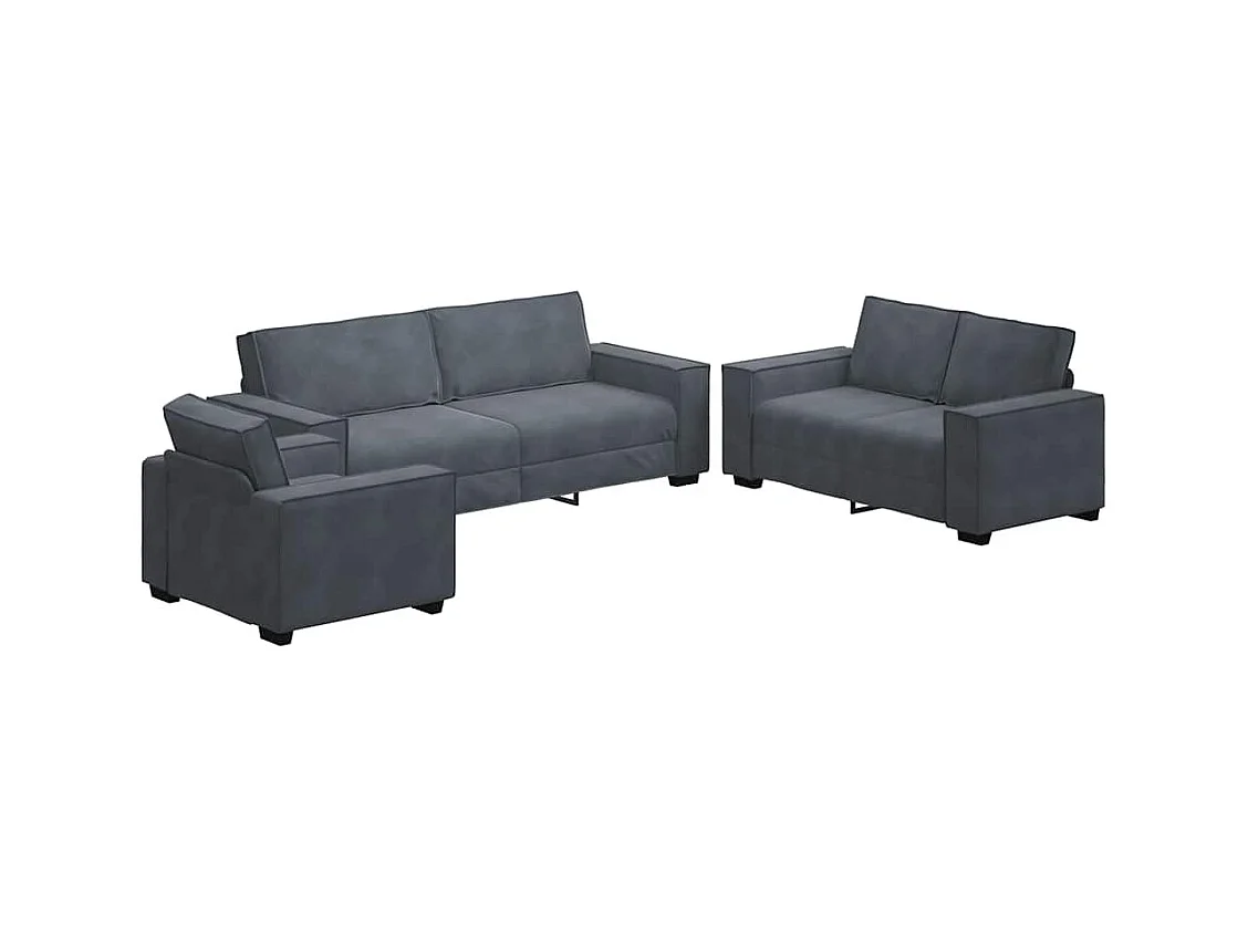 Ensemble de canapés 3 pcs avec coussins Gris foncé Velours
