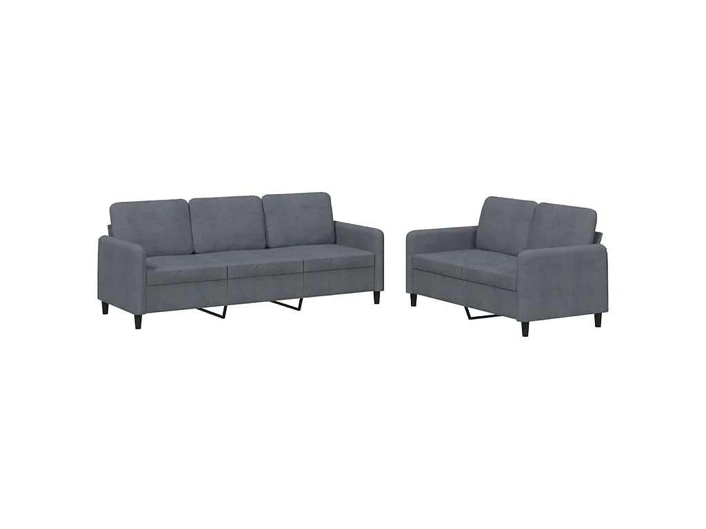 Ensemble de canapés 2 pcs gris foncé velours