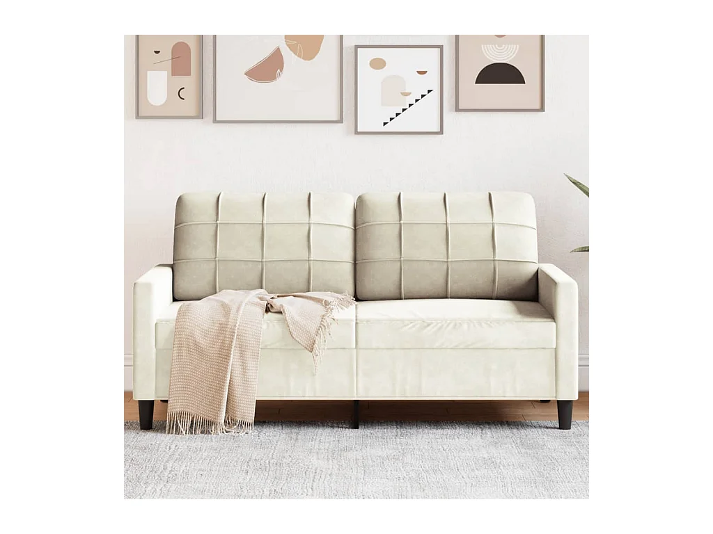 Sofá 2 plazas Crema 140 cm Terciopelo