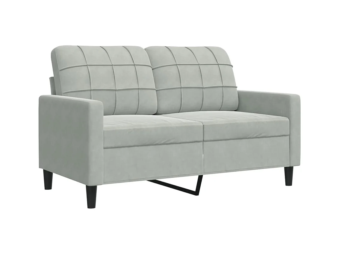 Set di divani 4 pezzi con cuscini in velluto grigio chiaro