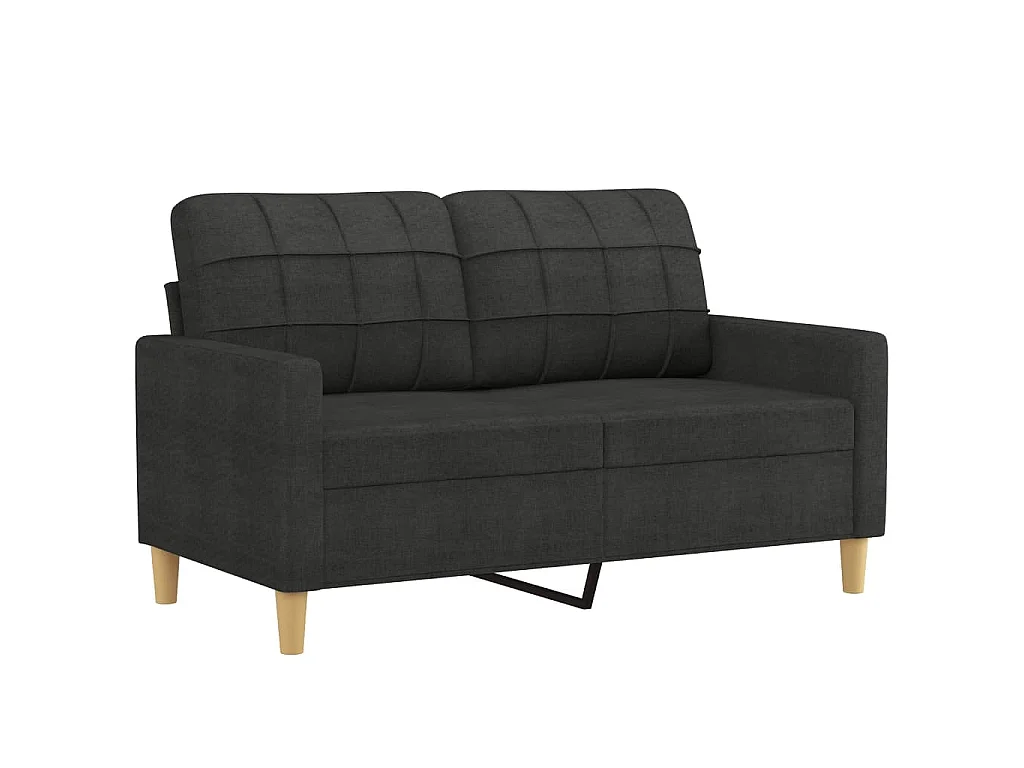 2-teiliges Sofaset mit Kissen, schwarzer Stoff