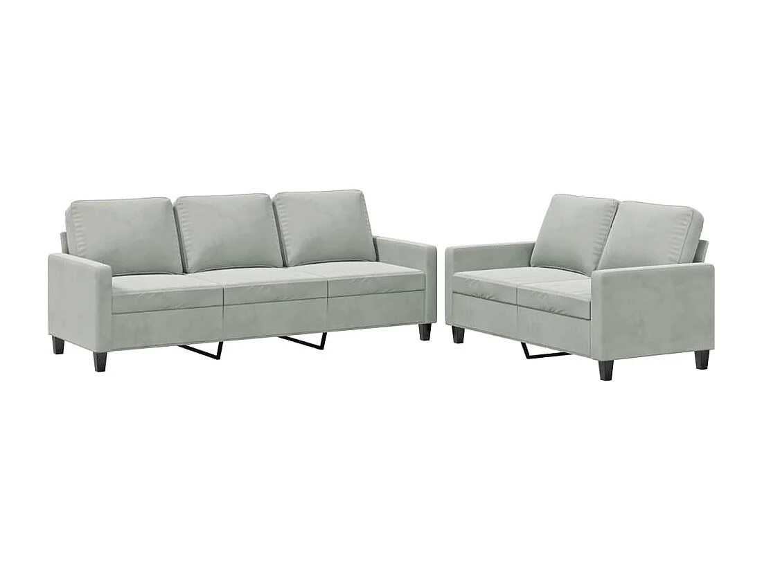 Conjunto de sofá de 2 piezas con cojines Terciopelo Gris Claro