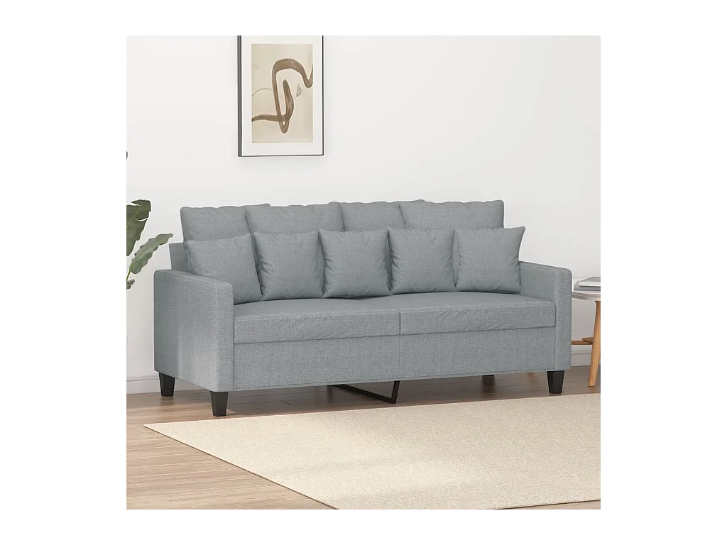 Canapé à 2 places Gris clair 140 cm Tissu