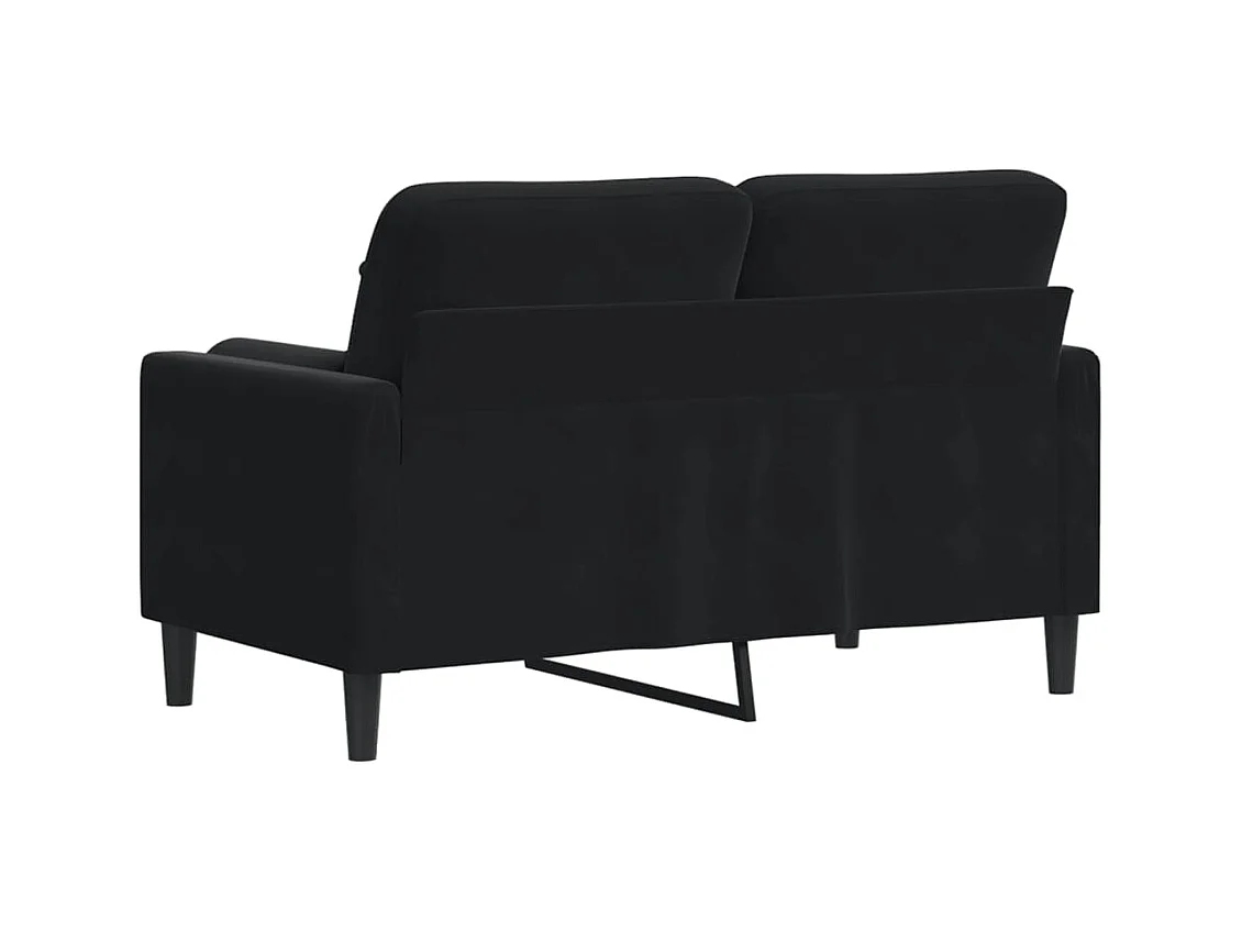 Sofá de 2 plazas con cojines decorativos de terciopelo negro de 120 cm.