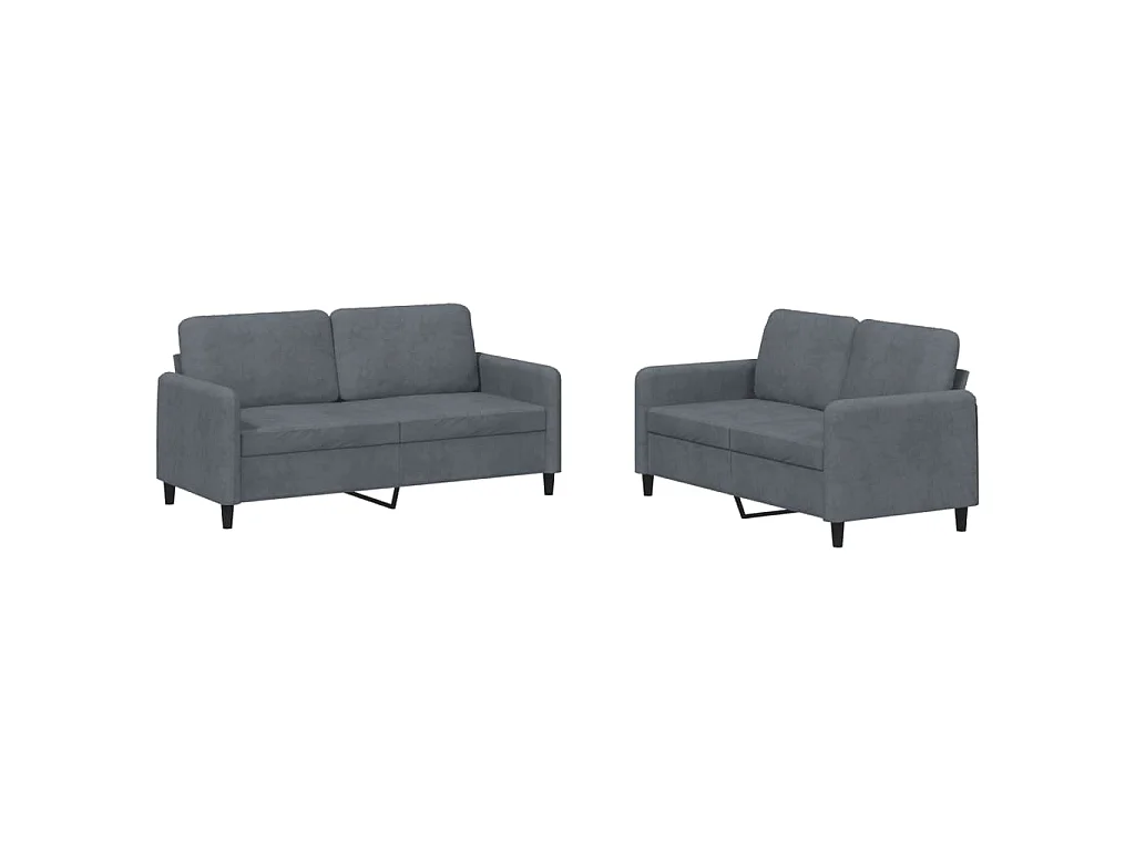 Ensemble de canapés 2 pcs gris foncé velours
