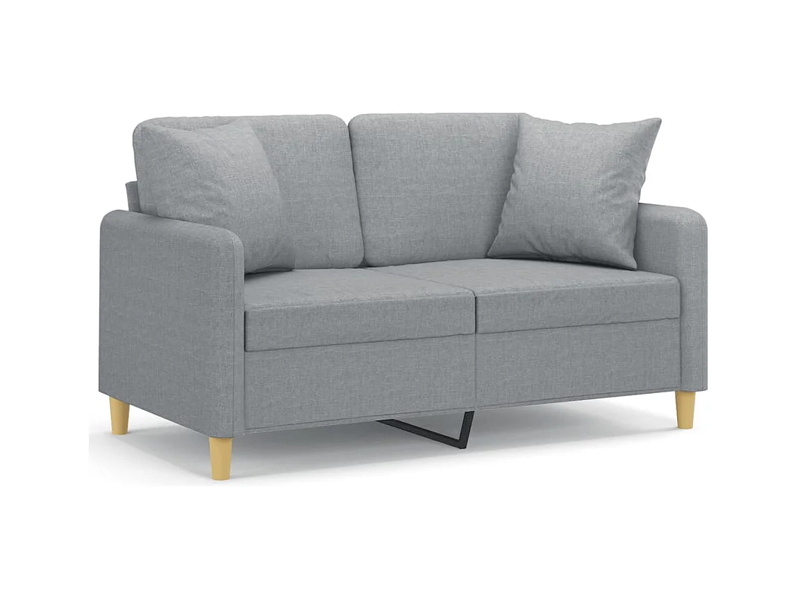 Sofá de 2 plazas con cojines gris claro de tela de 120 cm