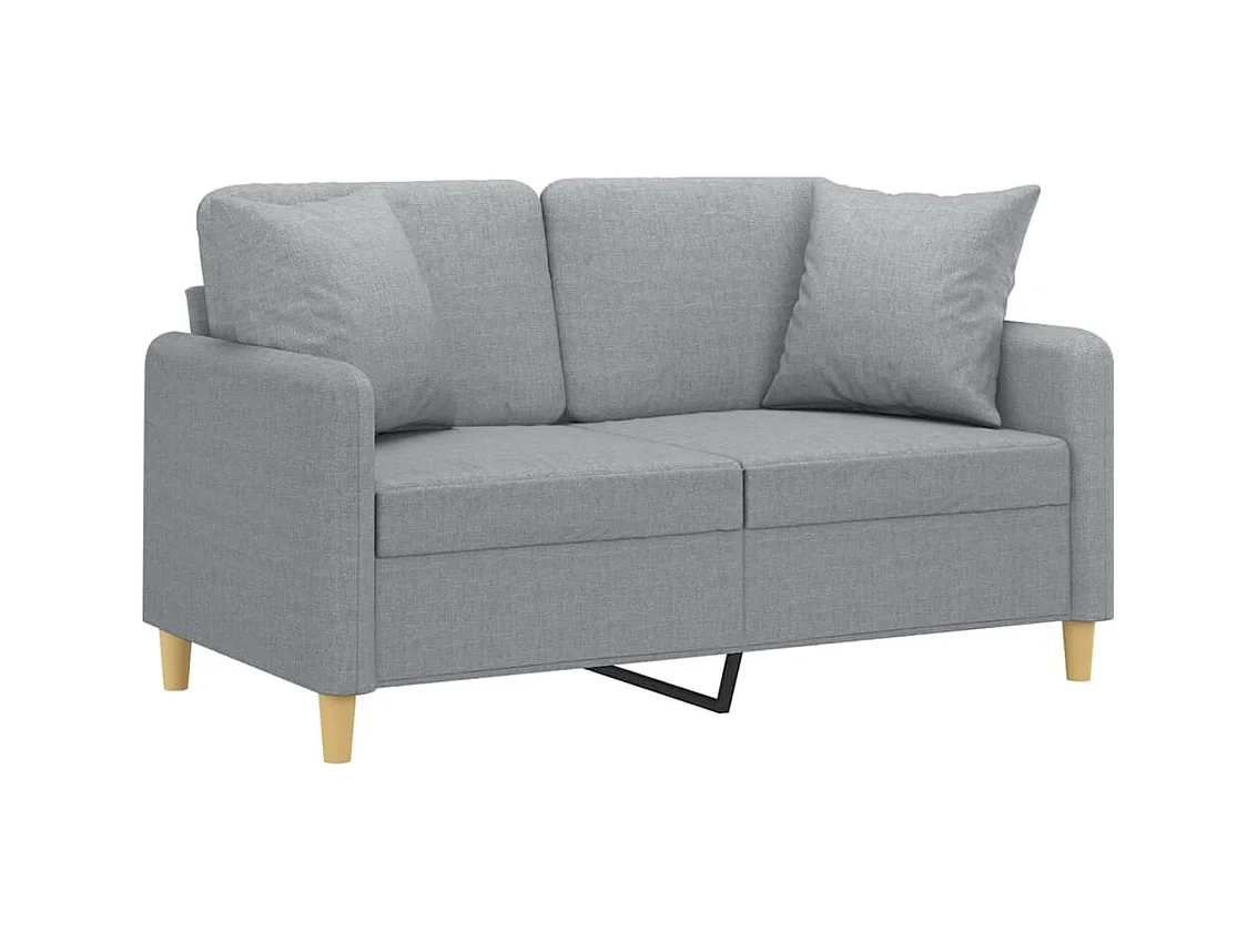 Sofá de 2 plazas con cojines gris claro de tela de 120 cm