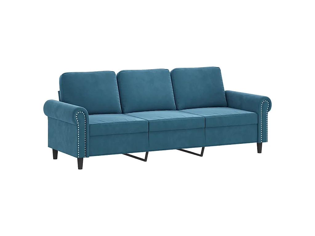 Divano 3 posti con poggiapiedi Blu 180 cm Velluto