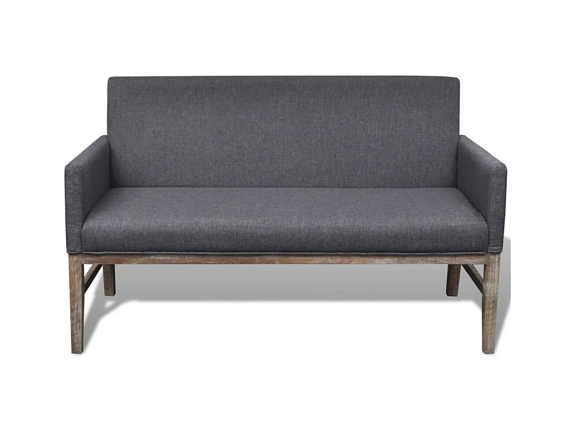 Bank met kussen bekleed met donkergrijze rubberhoutstof