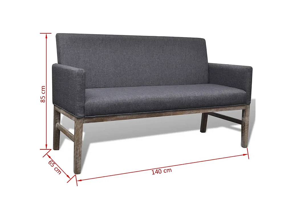 Canapé d'angle 2 places en tissu banc gris