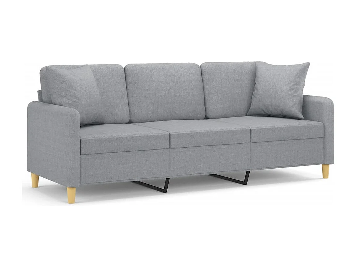 Divano 3 posti con cuscini grigio chiaro tessuto 180 cm