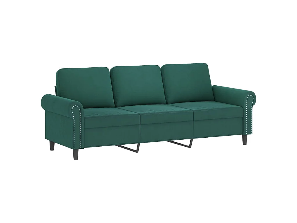 3-Sitzer-Sofa mit Fußhocker Dunkelgrün 180 cm Samt