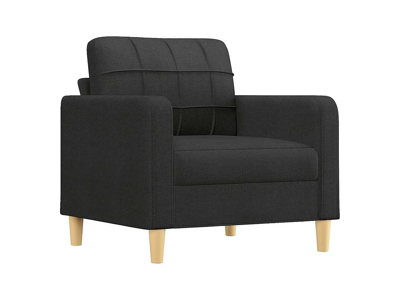 Conjunto de sofá de 3 piezas con cojines Tela Negra