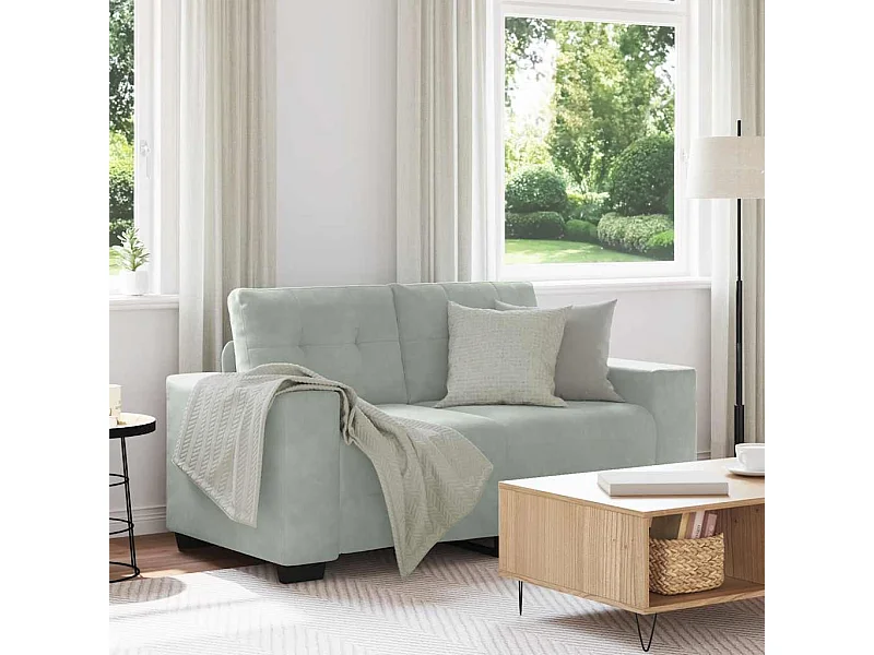 Canapé causeuse gris clair 120 cm velours