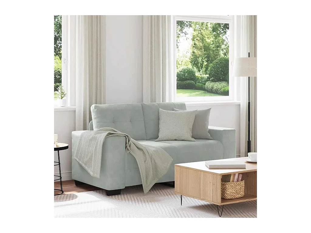 Lichtgrijze fluwelen loveseat bank 120 cm