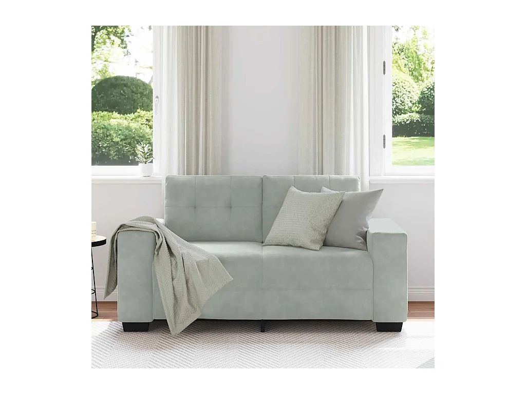 Lichtgrijze fluwelen loveseat bank 120 cm