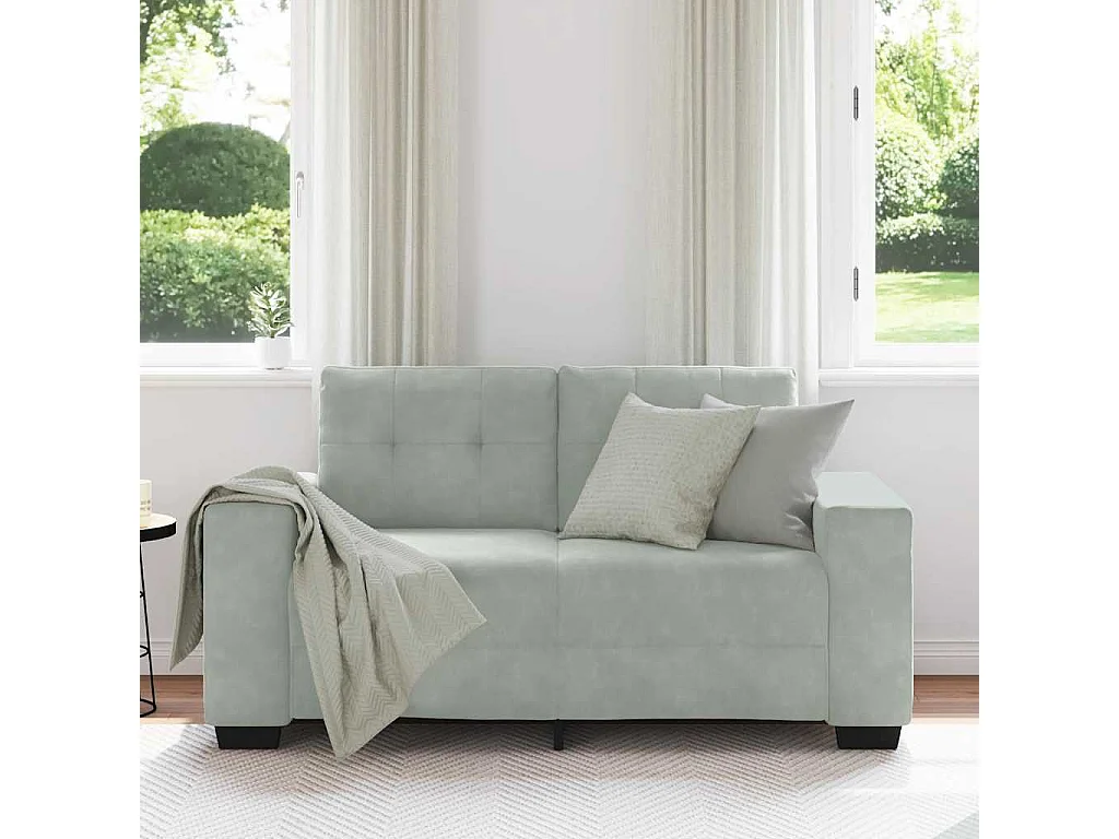 Sofá loveseat de terciopelo gris claro de 120 cm