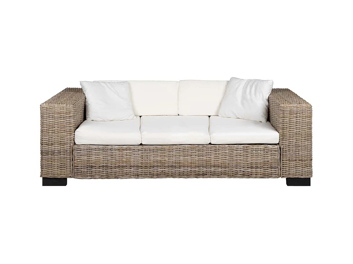 Ensemble de canapé à 3 places 8 pièces Rotin véritable