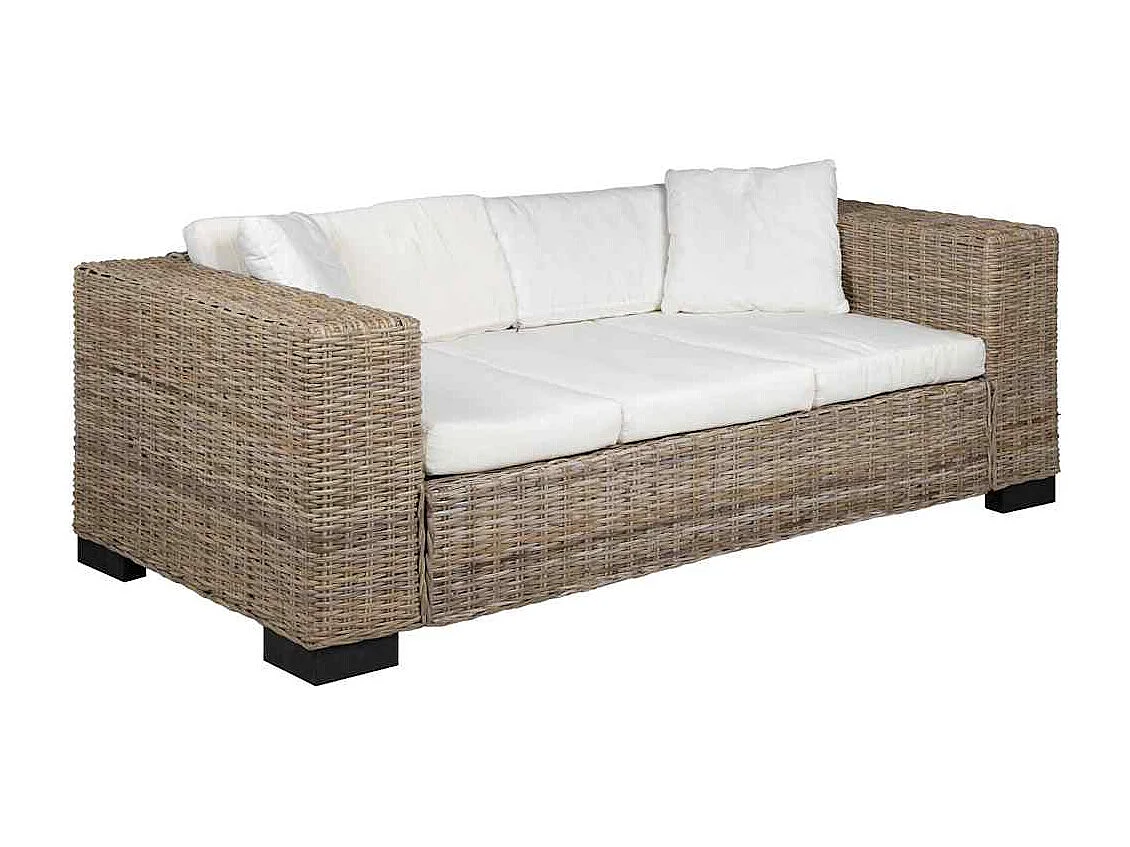 Conjunto de sofá de 8 piezas y 3 plazas de ratán auténtico