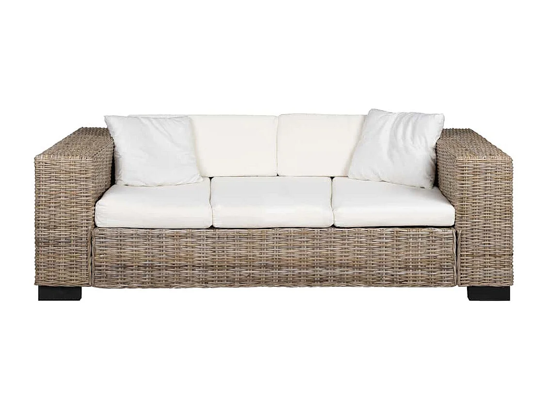 Conjunto de sofá de 8 piezas y 3 plazas de ratán auténtico