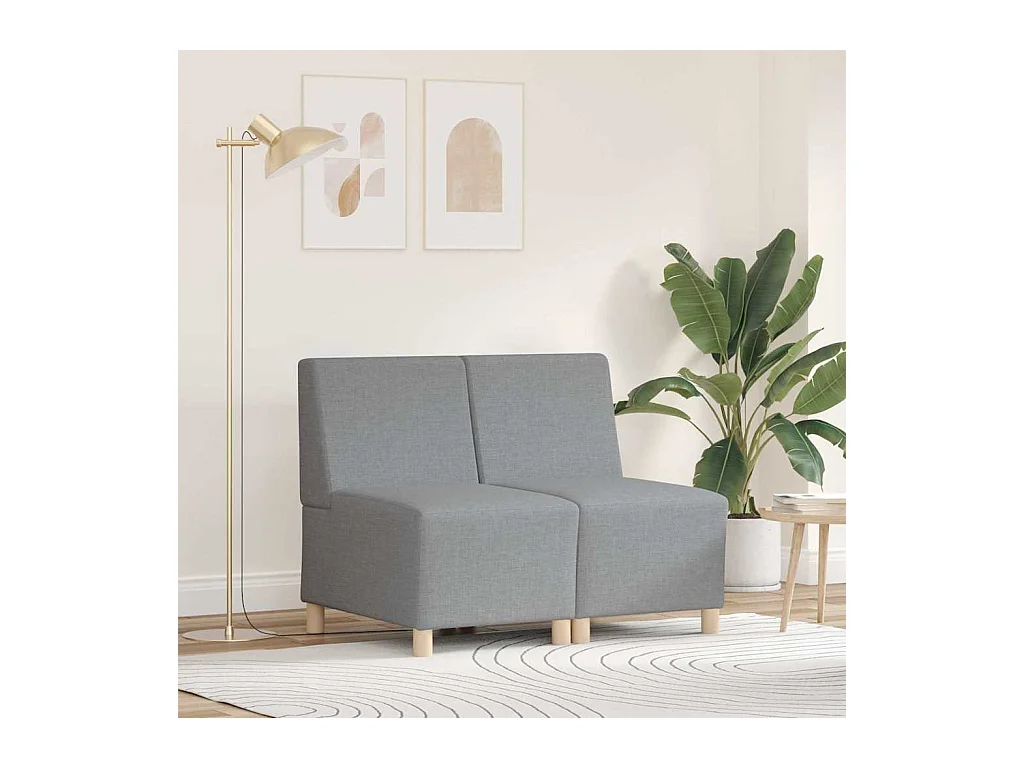 Unité de Sofa Modulaire Sans Accoudoirs 2 pcs Gris clair