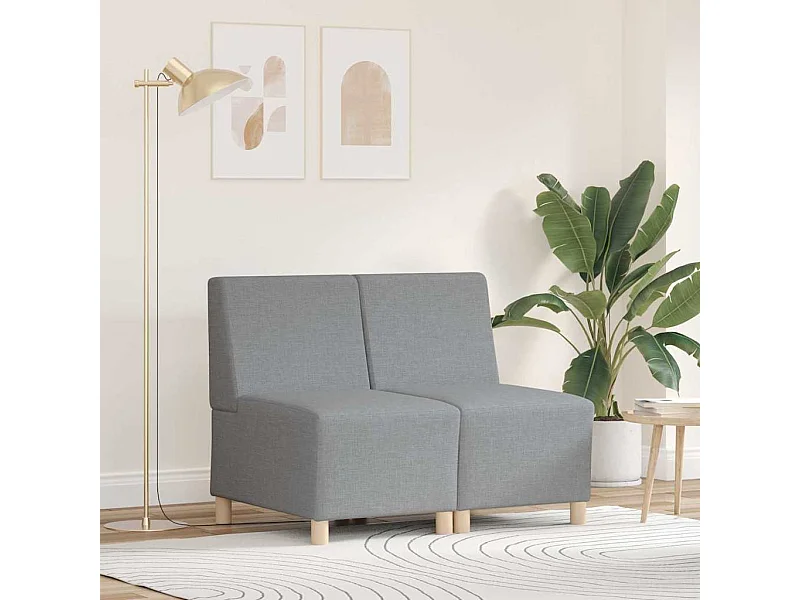 Unité de Sofa Modulaire Sans Accoudoirs 2 pcs Gris clair