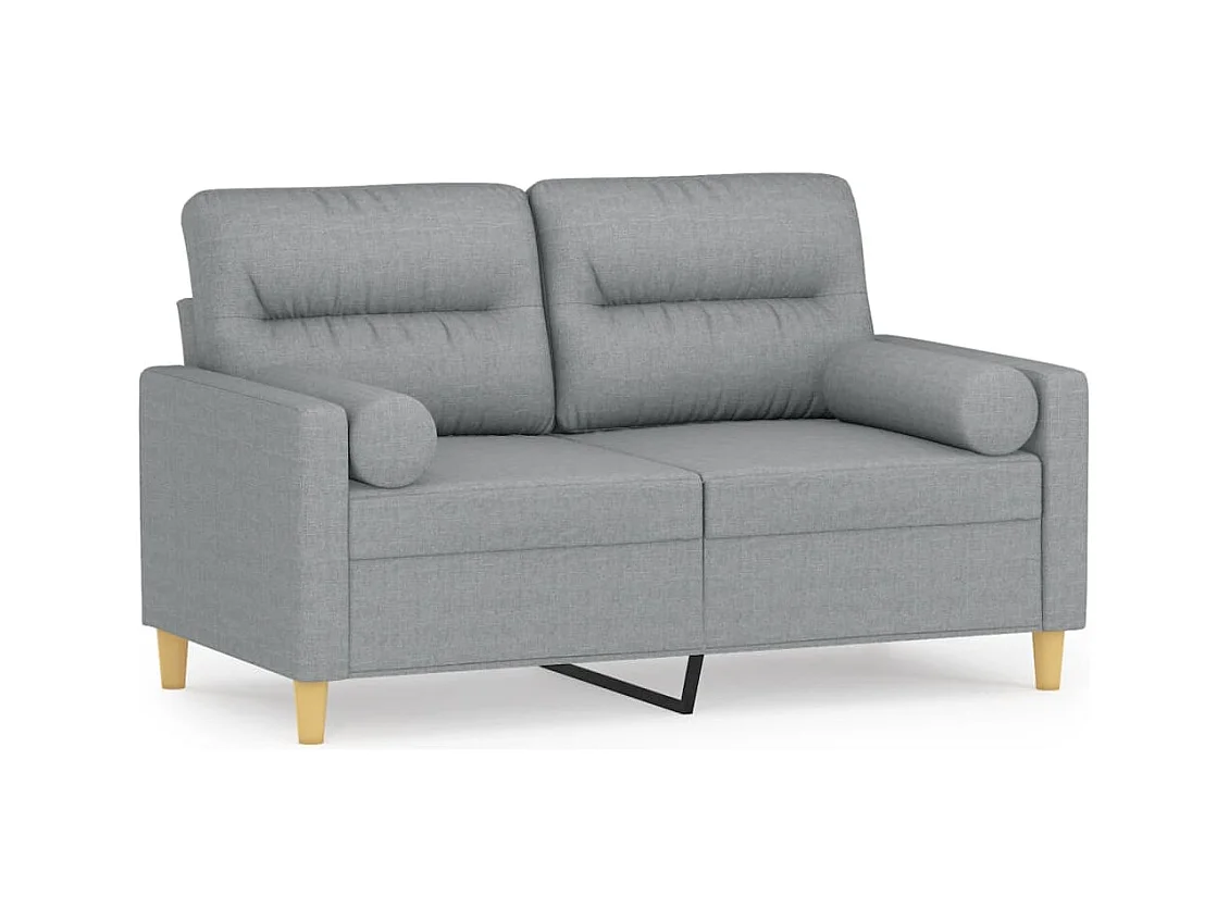 Canapé 2 places avec oreillers gris clair 120 cm tissu