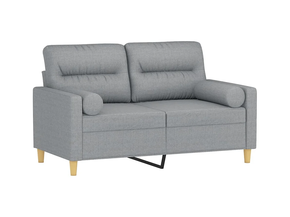 Canapé 2 places avec oreillers gris clair 120 cm tissu