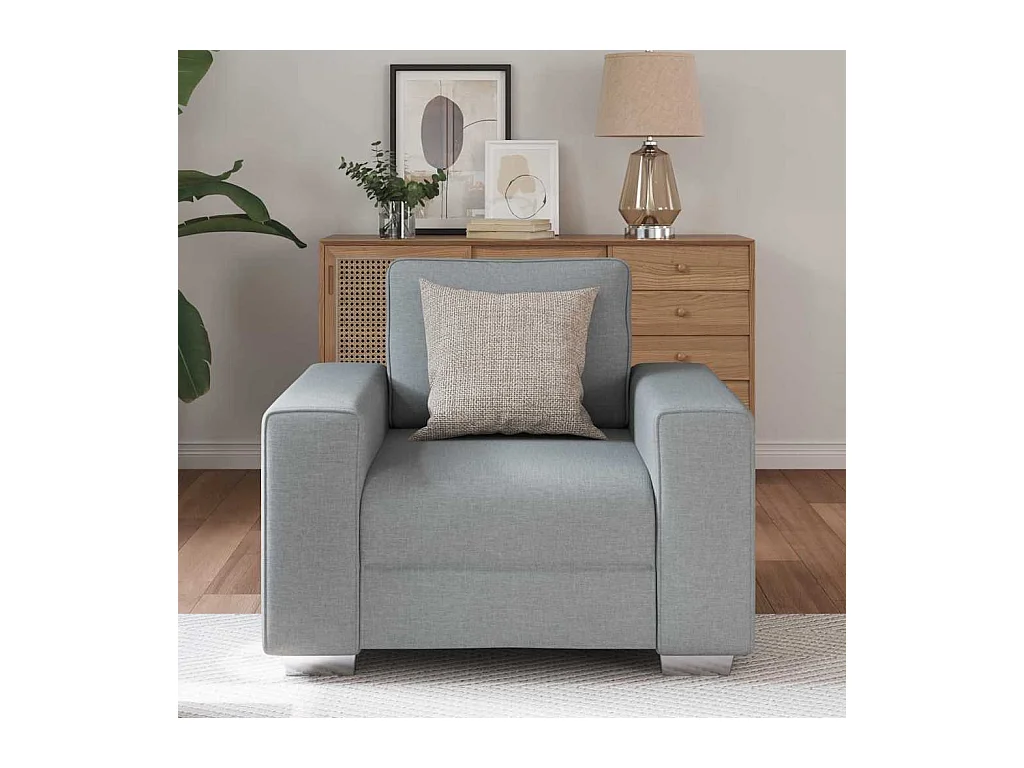 Divano con cuscino Tessuto grigio chiaro 100 x 77 x 82 cm