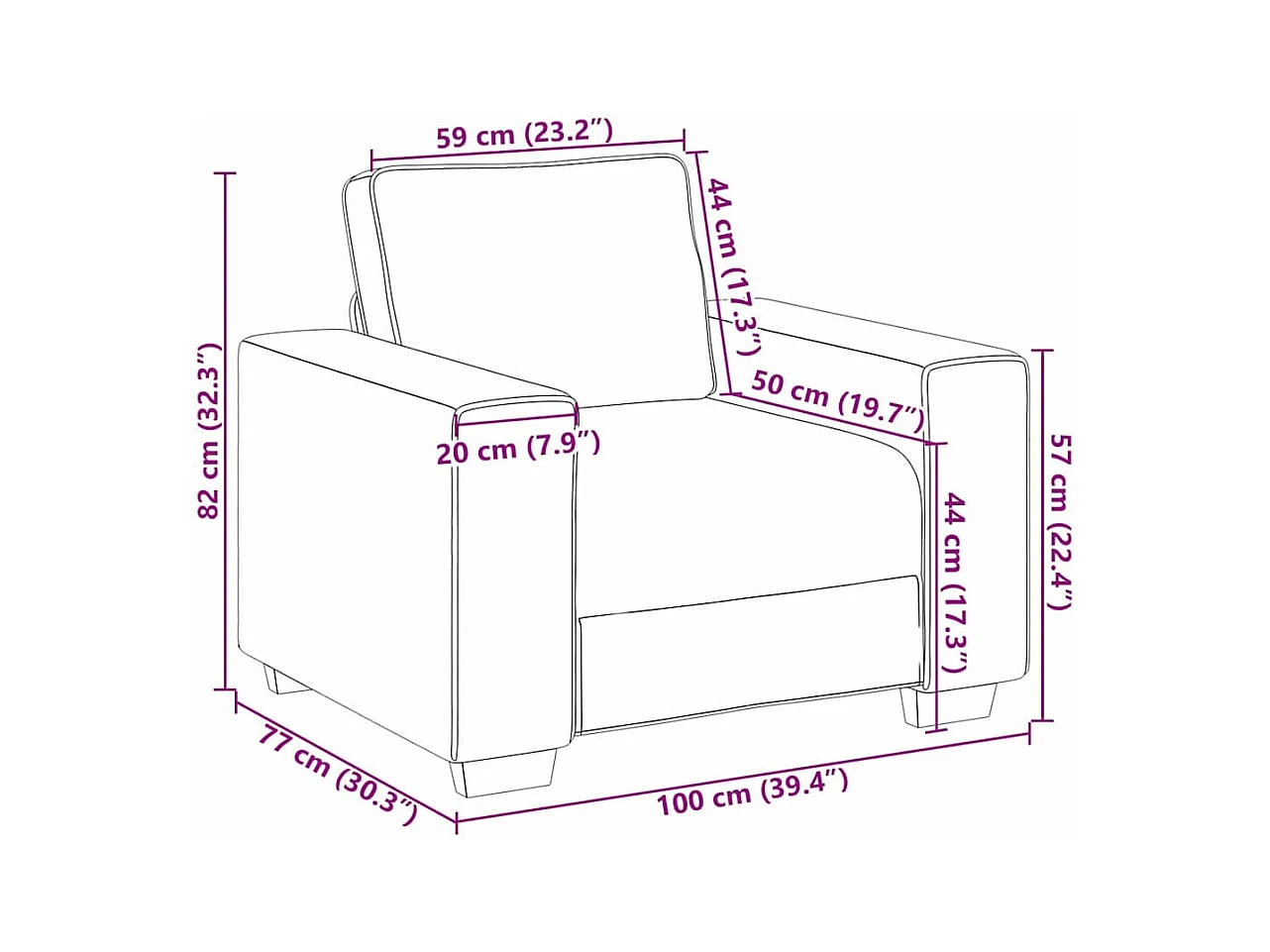 Bank met kussen Lichtgrijs 100 x 77 x 82 cm stof