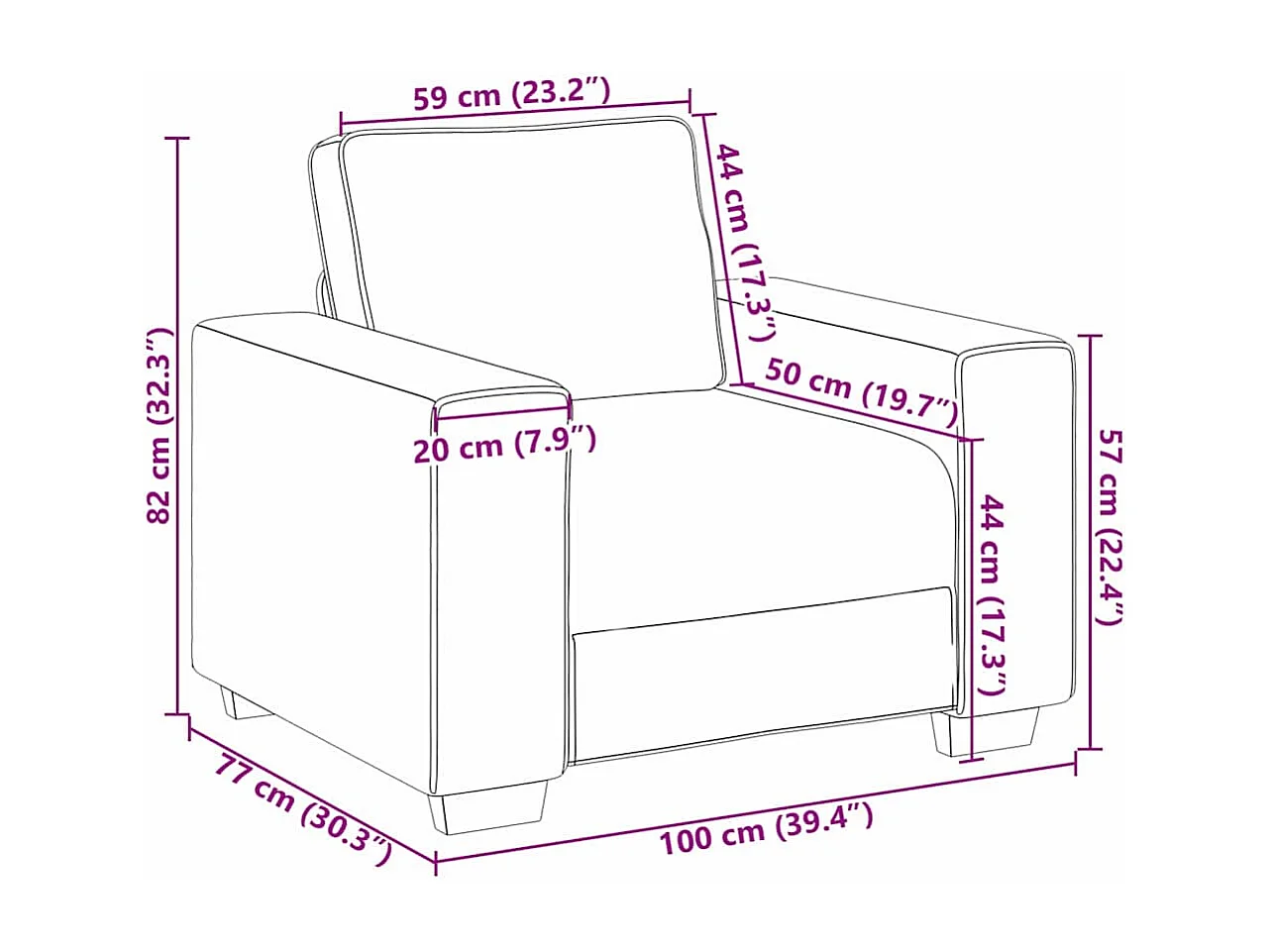 Bank met kussen Lichtgrijs 100 x 77 x 82 cm stof
