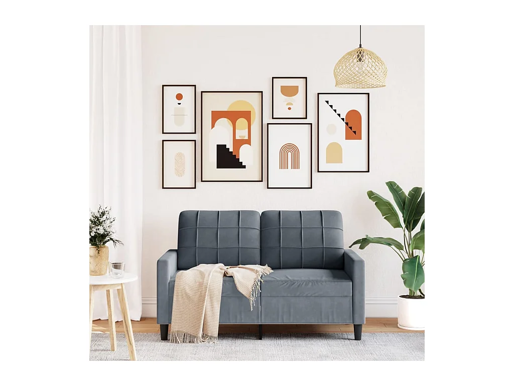 2-Sitzer-Sofa Dunkelgrau 120 cm Samt