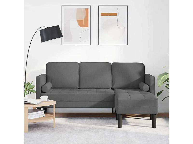 Donkergrijze bankstel 173 x 131 x 67 cm stof