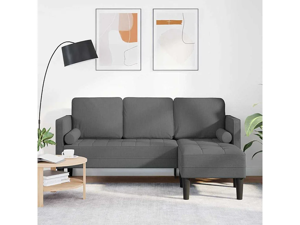 Ensemble de Canapés Gris foncé 173 x 131 x 67 cm tissu