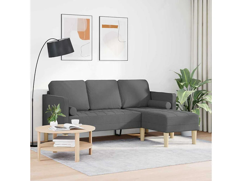 Ensemble de Canapés Gris foncé 173 x 131 x 67 cm tissu