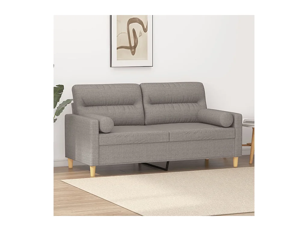 2-zitsbank met sierkussens taupe 140 cm stof