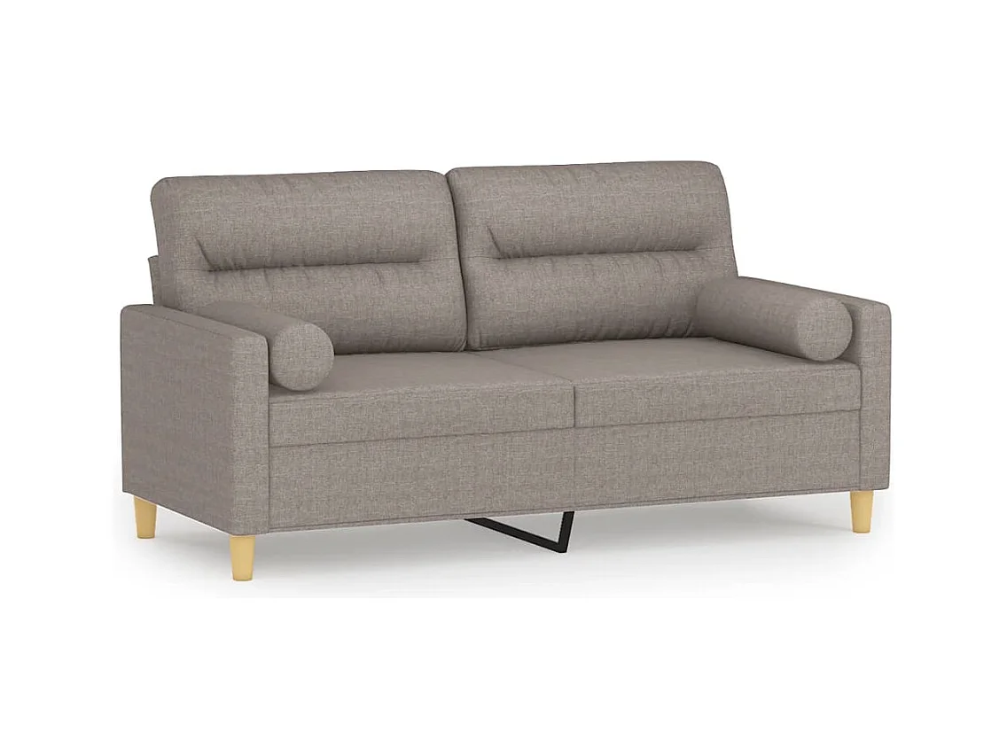 2-zitsbank met sierkussens taupe 140 cm stof