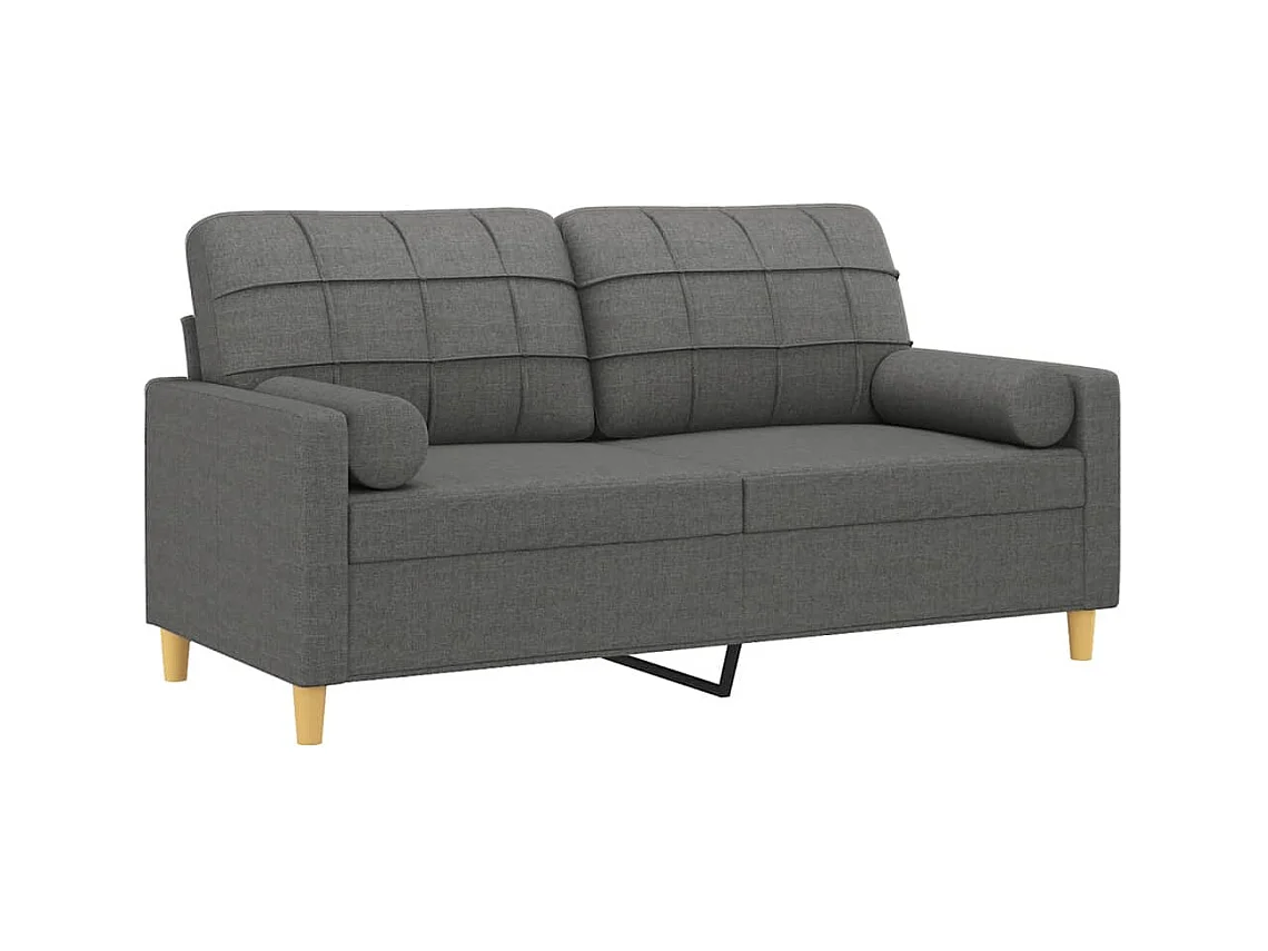 Canapé 2 places avec oreillers gris foncé 140 cm tissu