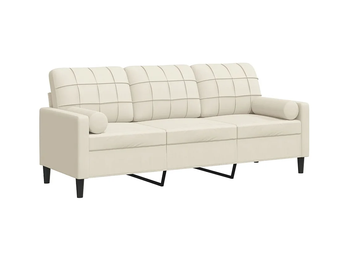 3-zitsbank met sierkussens crème 180 cm fluweel