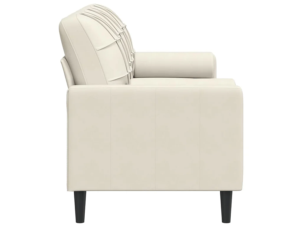 Divano 3 posti con cuscini decorativi crema 180 cm velluto