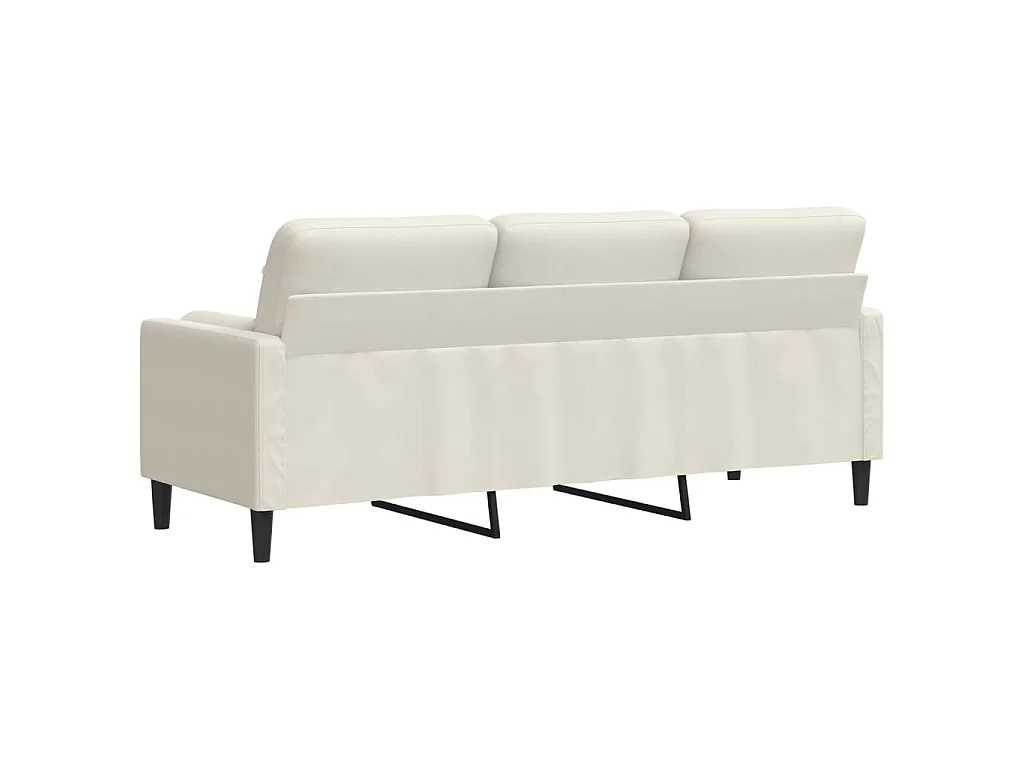 Divano 3 posti con cuscini decorativi crema 180 cm velluto