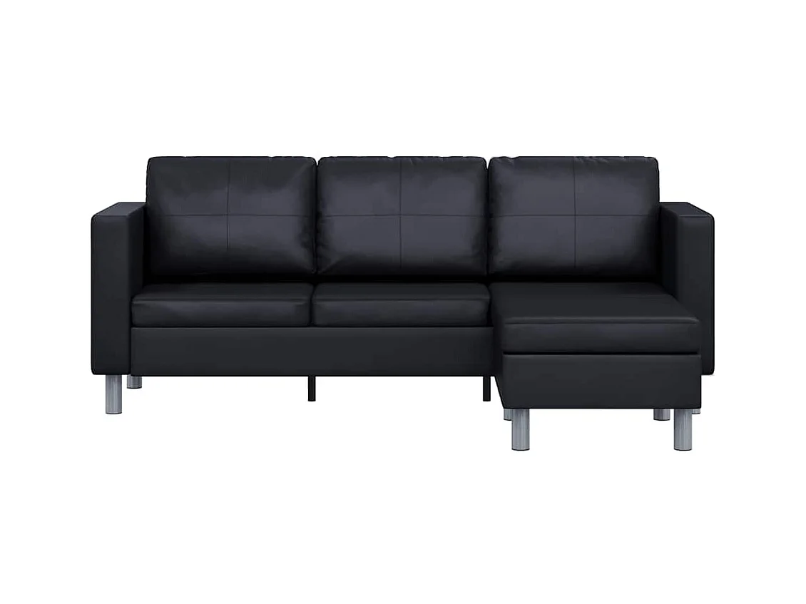 Divano componibile a 3 posti in pelle sintetica nera