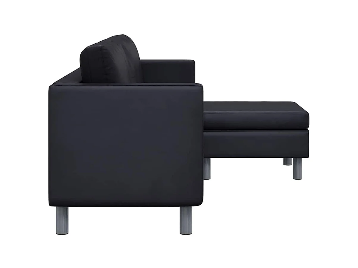 Divano componibile a 3 posti in pelle sintetica nera