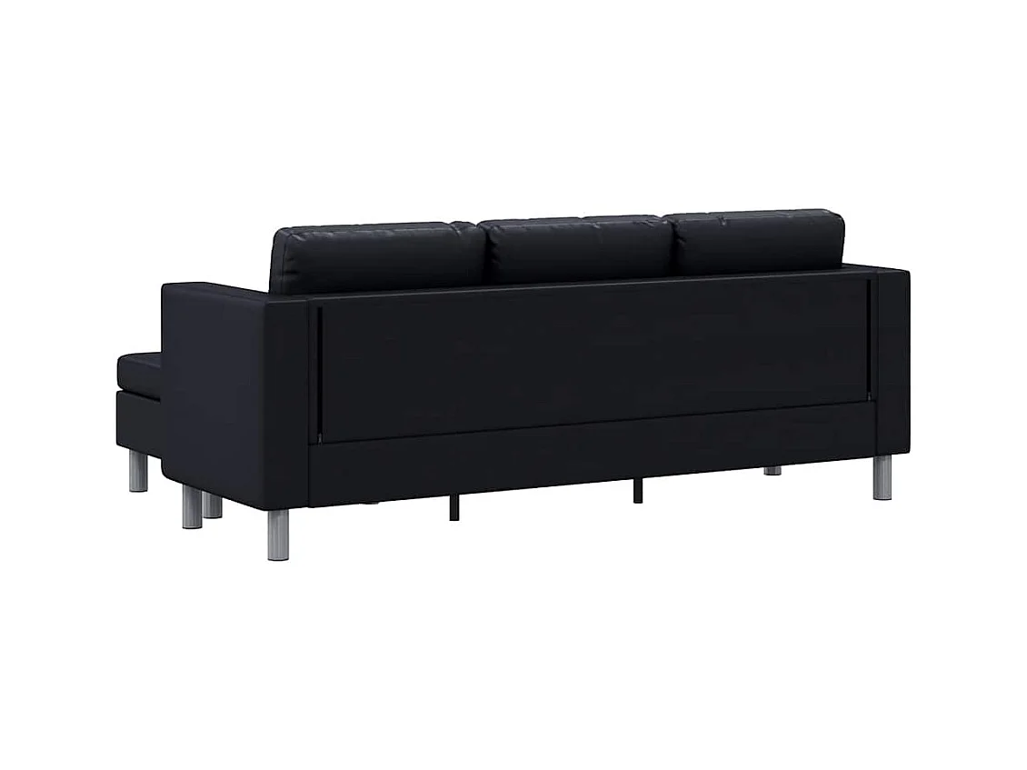 Divano componibile a 3 posti in pelle sintetica nera