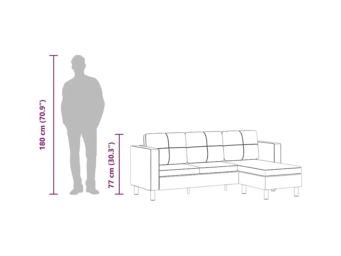 Divano componibile a 3 posti in pelle sintetica nera