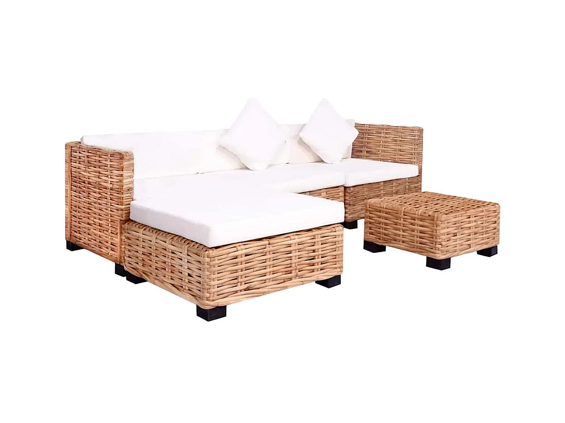 Set di divani da 14 pezzi in rattan naturale