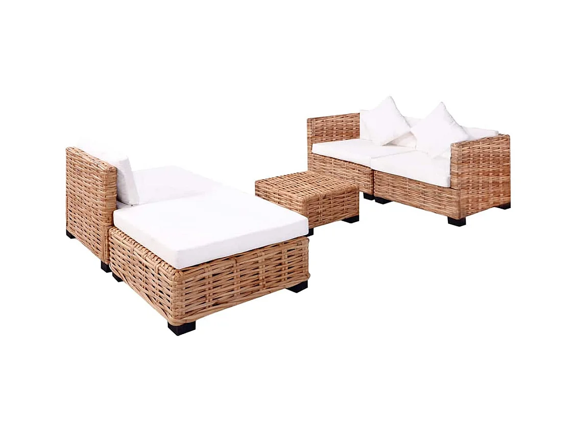 Set di divani da 14 pezzi in rattan naturale