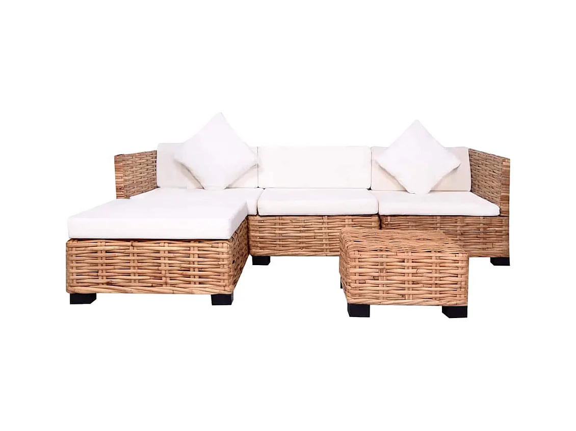 Set di divani da 14 pezzi in rattan naturale